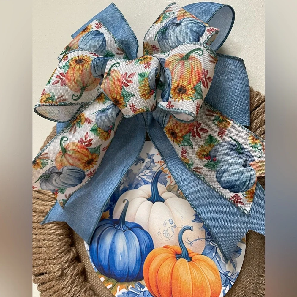 Fall Wreath Pupmkin Wreath Fall Decor 14.5”